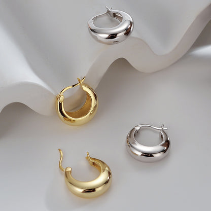 Niche Temperament Simple High-grade Geometric Round Ring Earrings Women