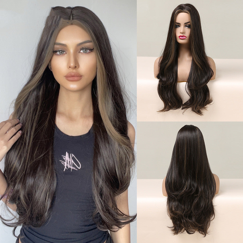 Brown Highlight Wig Women's Long Volume