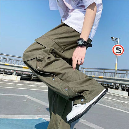 Europe And America High Street Buckle Casual Pants Male