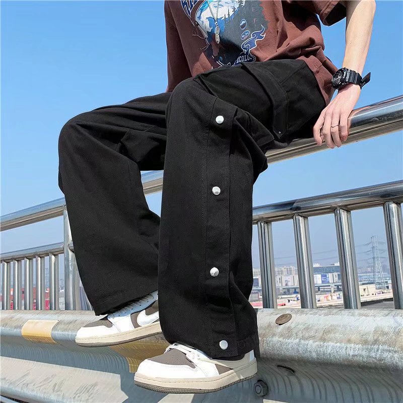 Europe And America High Street Buckle Casual Pants Male