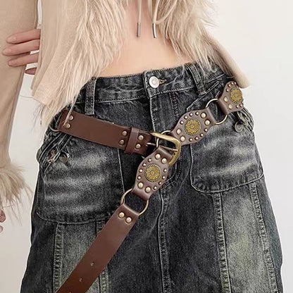 Vintage Belts For Both Men And Women With Handsome Riveted Metal Buckle Punk Hip Hop Fashion Accessories