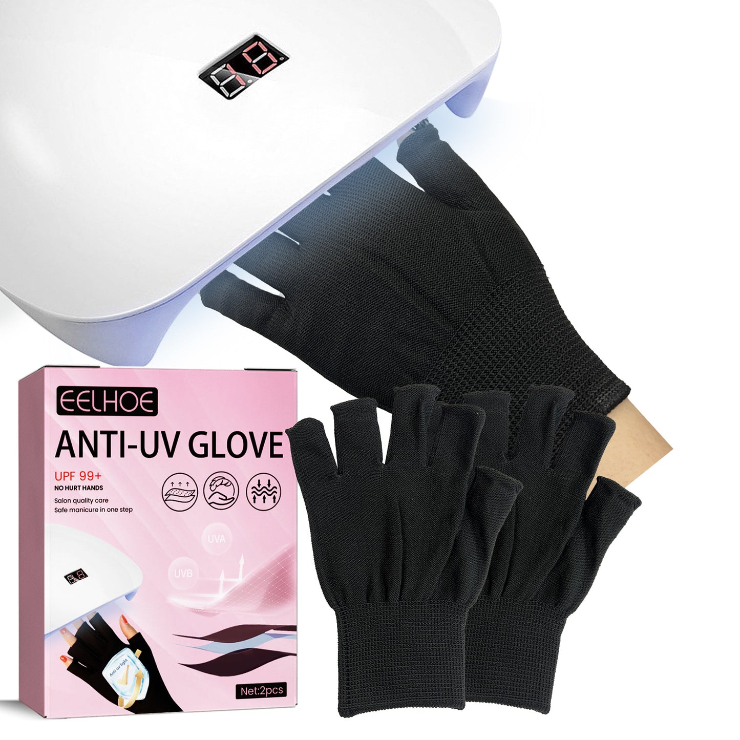 Women's Sun Protection Black Gloves