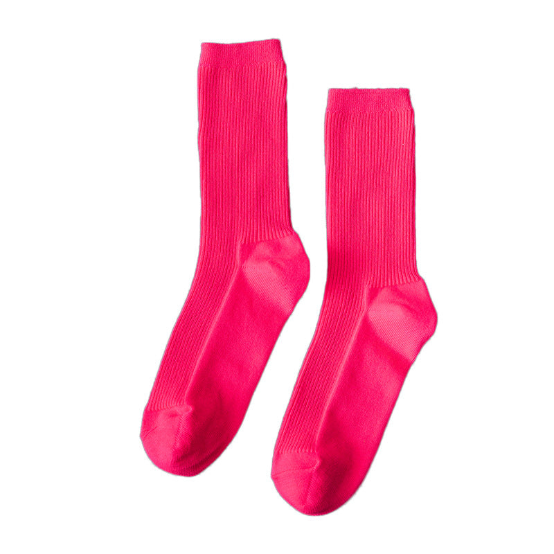 Summer Candy Color Solid Color Mid-calf Length Socks