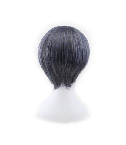 Wig Men's Purple Gray Mixed Color Short Hair