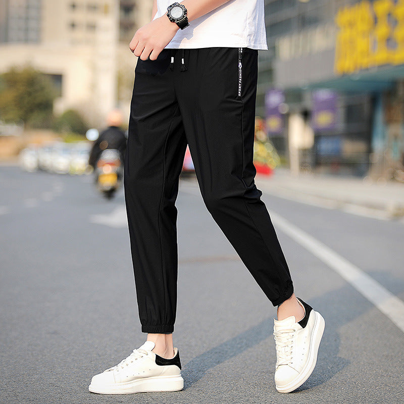 Ice Silk Cropped Trousers Solid Color Thin Section