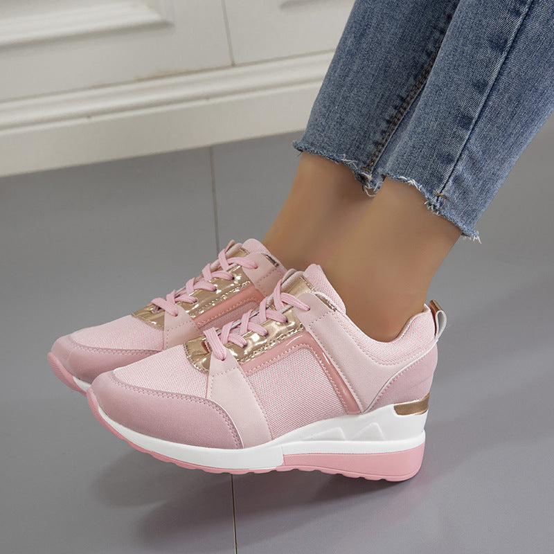 Sneakers Platform Wedge Heel Casual Shoes Lace-up Mesh Sneakers