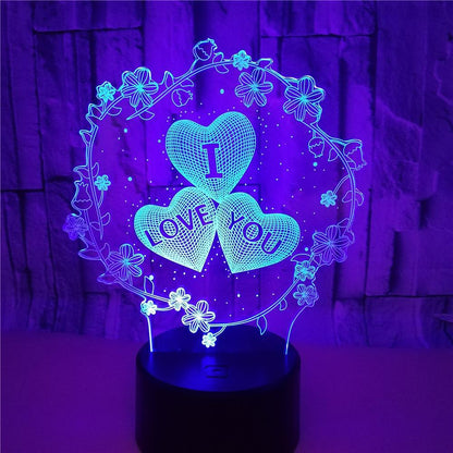 3D I LOVE YOU Valentine's Day Wedding LED Light