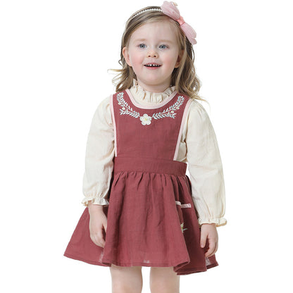 New Style Long-sleeved Children's Clothing Children's Western Style Dress Baby Sling Skirt