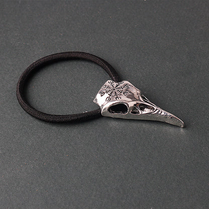 Retro Viking Compass Crow Skull Head Rope