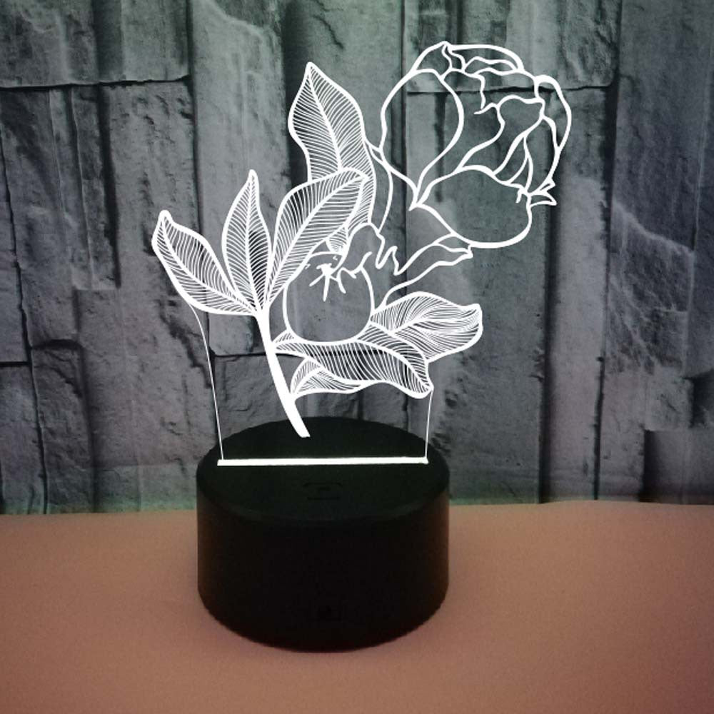 Flower 3D Lamp Colorful Touch Remote Control 3D