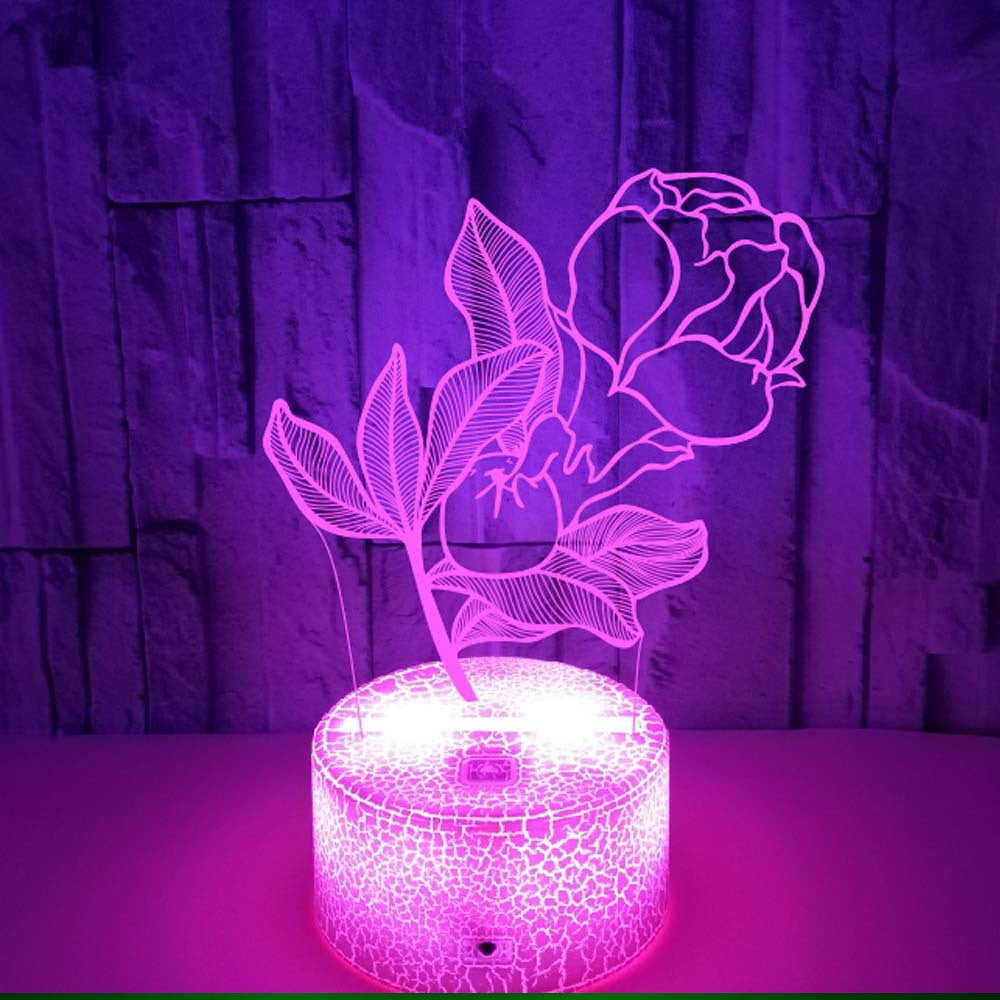 Flower 3D Lamp Colorful Touch Remote Control 3D