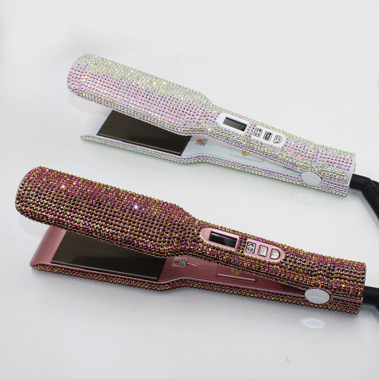 Wide Plate Inlaid Rhinestone Quartz Hair Straightener High Temperature Titanium