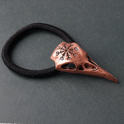 Retro Viking Compass Crow Skull Head Rope