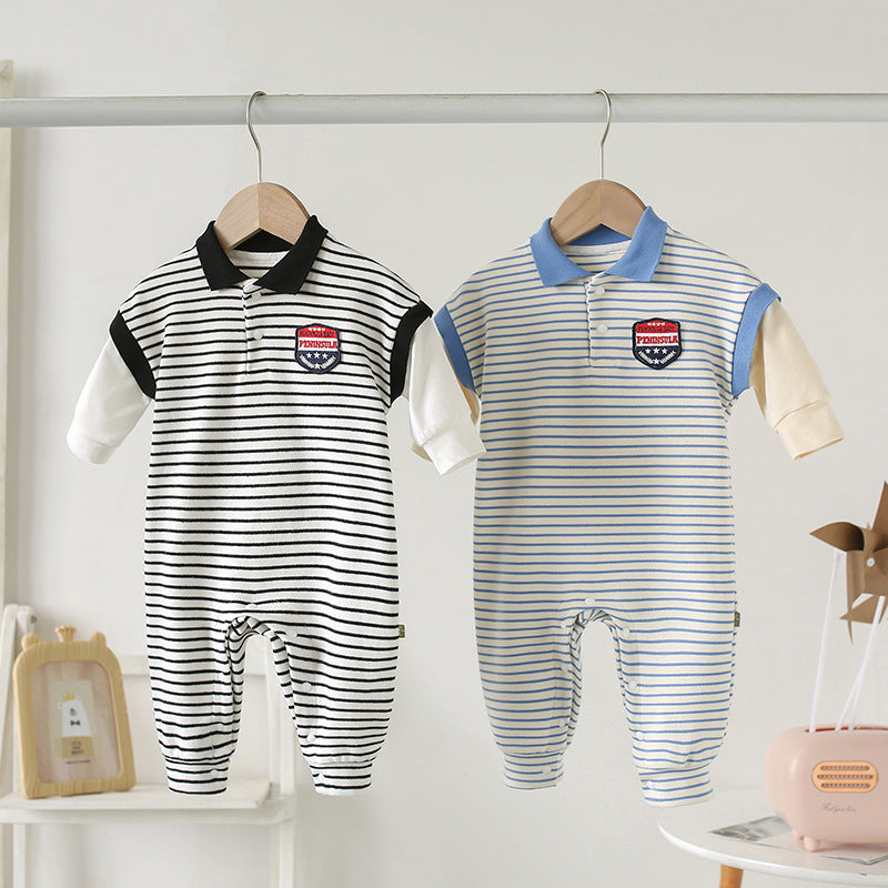 Baby Onesies Striped Male Baby Newborn Clothes Baby Autumn Clothes