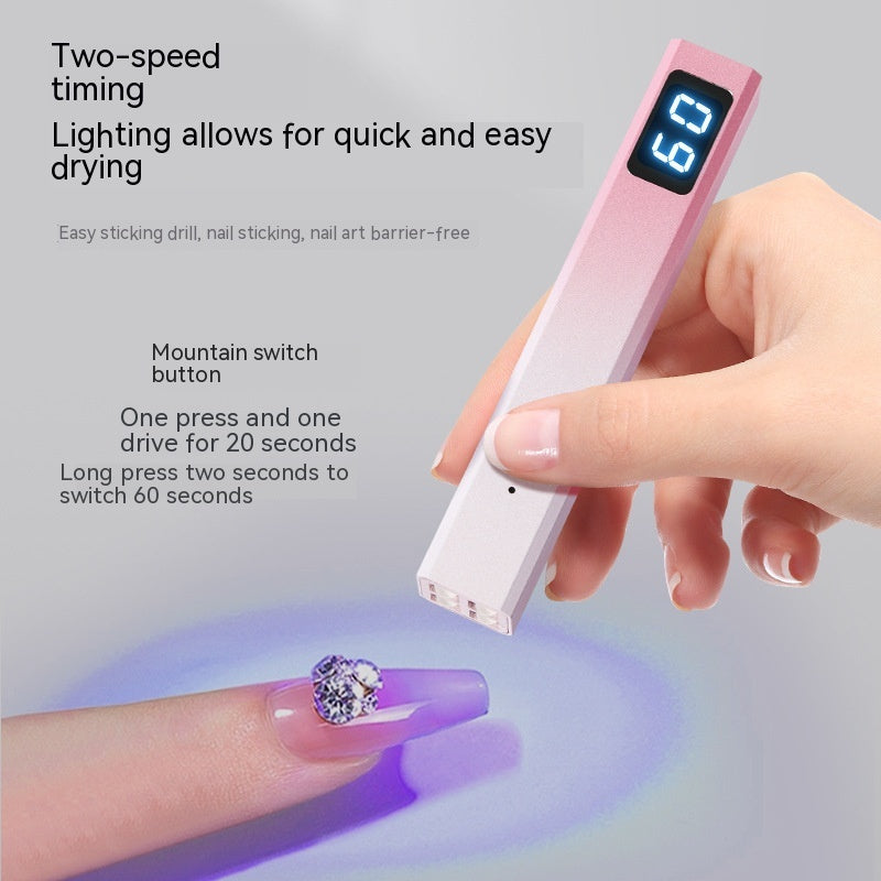 Metal One-word Small Portable Nail Lamp With Screen Display Tip Heating Lamp Handheld Phototherapy
