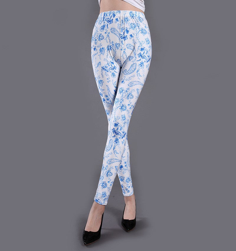 Spring And Summer Milk Silk Printed Leggings For Women