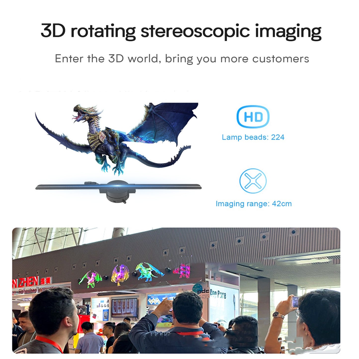 Naked Eye 3d Stereo Projector Rotating Display Advertising Machine