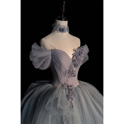 Female Texture Host Gift Tulle Tutu French Banquet Princess Dress
