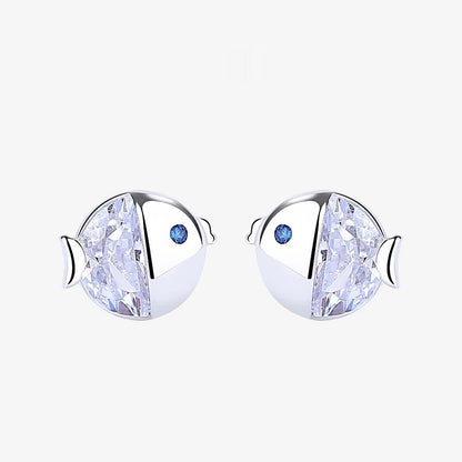 S925 Sterling Silver All-match And Fresh Kissing Gourami Stud Earrings