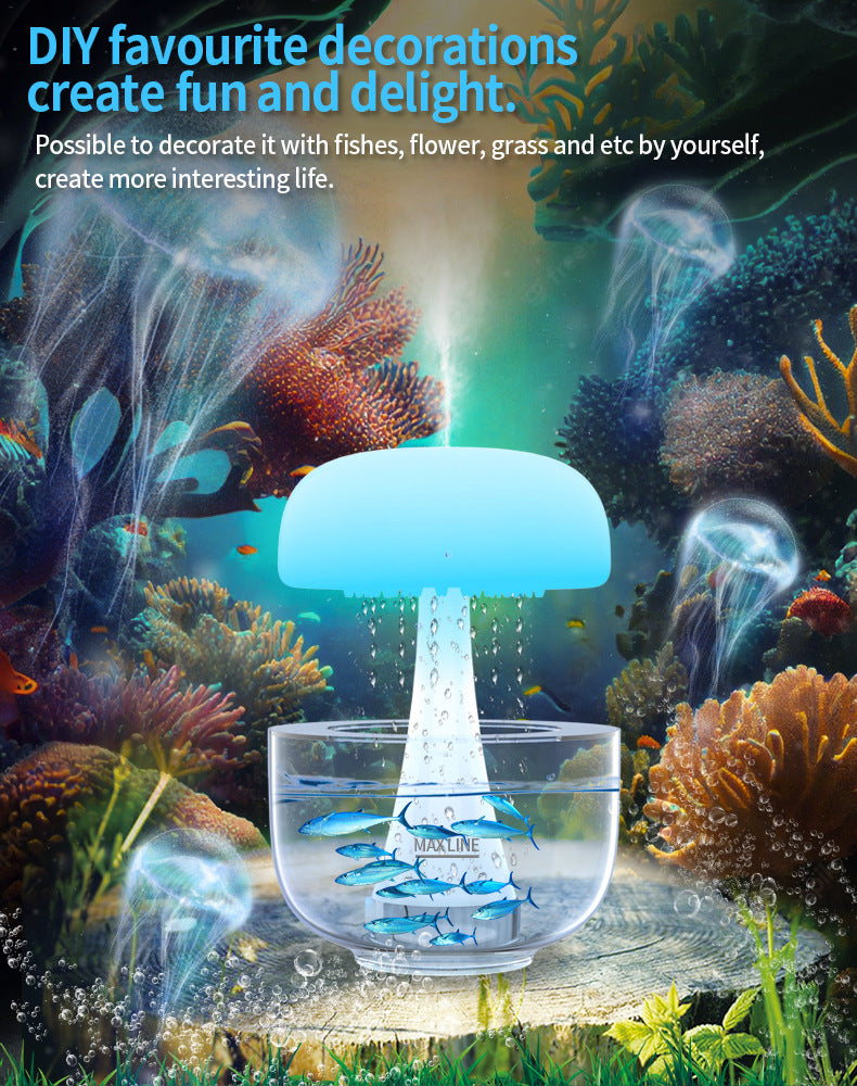 Jellyfish Raindrop Humidifier Ultrasonic Atomization Seven-color Ambience Light Cloud Rain Aroma Diffuser