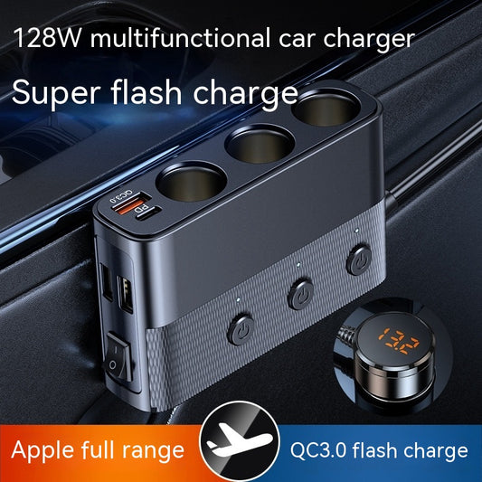 One-to-three Vehicle Cigarette Lighter Multi-function USB30 And PD Interface
