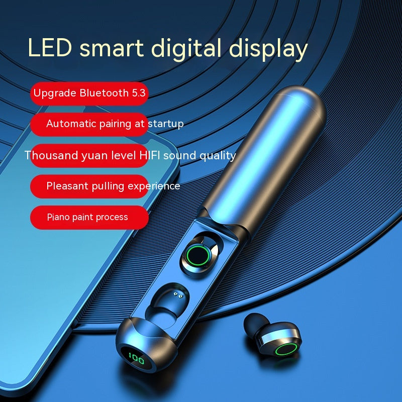 Pull-out Digital Display Sports In-ear Wireless Bluetooth Headset