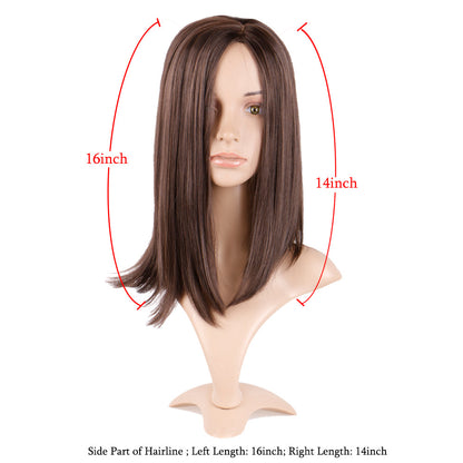 Synthetic Brown Mid-point Straight Clavicle Wig