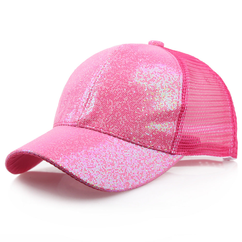 Rear Opening Glittering Mesh Duckbill Cap