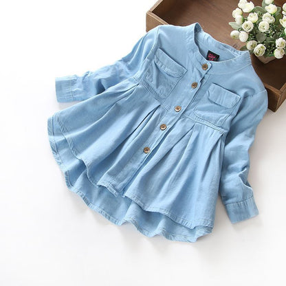 Girls' Long Sleeve Stand Collar Shirt Baby Skirt