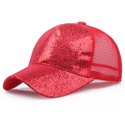 Rear Opening Glittering Mesh Duckbill Cap