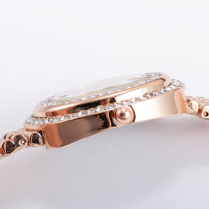 Women's Fashion Casual Oval Dial Diamond Quartz Watch