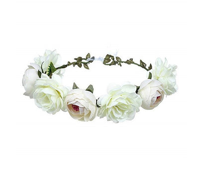 Big Red Rose Bridal Wreath Headband Beach Travel Beautiful Artificial Flower Hair Band Beach Head