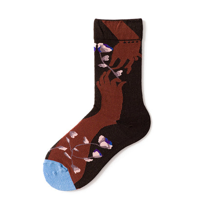 Graffiti Portrait Mid-calf Socks Color Creative