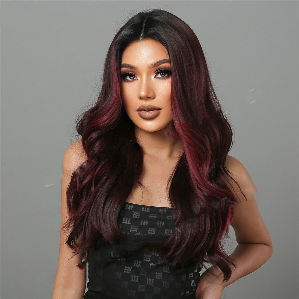 Middle Long Curly Hair With Reddish Brown High Temperature Silk Wig