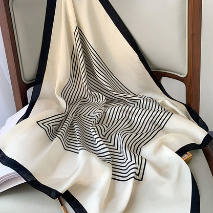 Women's Fashionable Striped Imitation Silk Small Square Scarf