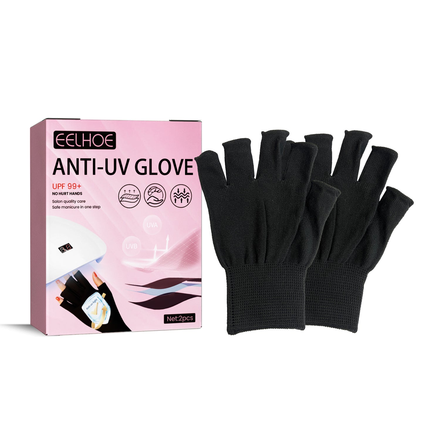 Women's Sun Protection Black Gloves