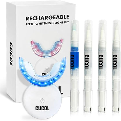 Teeth Whitening Kit With Gel Pen Strips,32X LED Light With Hydrogen Carbamide Peroxide For Sensitive Teeth - Professional Tooth Whitener Dental Tools With Mouth Tray