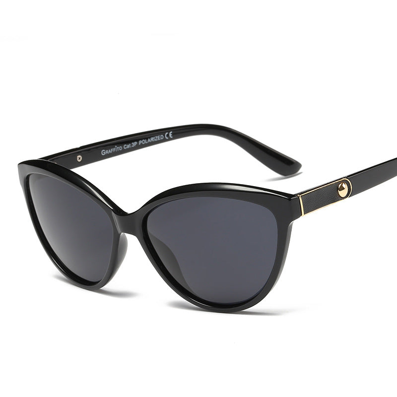 Personality Inlay Leather Polarized Sun Glasses Retro