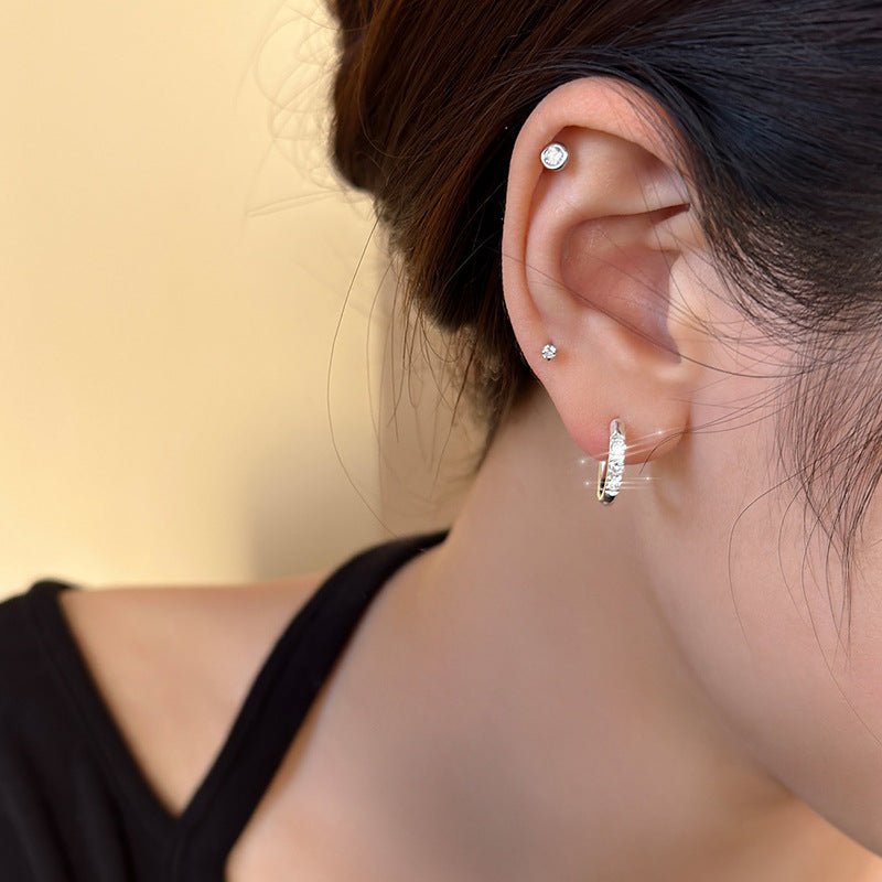 Geometric Rhinestone Zircon Ear Clip Women's Simple