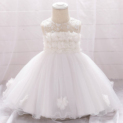 European And American Summer Children's Tube Top Flower Mesh Wedding Dress Pettiskirt