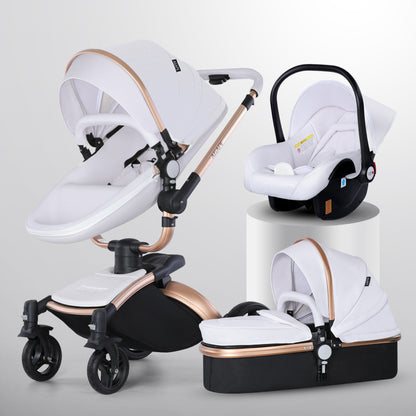High Landscape Baby Stroller 360-degree Rotation 3-in-1 Basket Foldable
