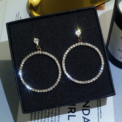 Fashion Retro Temperament Wild Diamond Diamond Big Circle Earrings