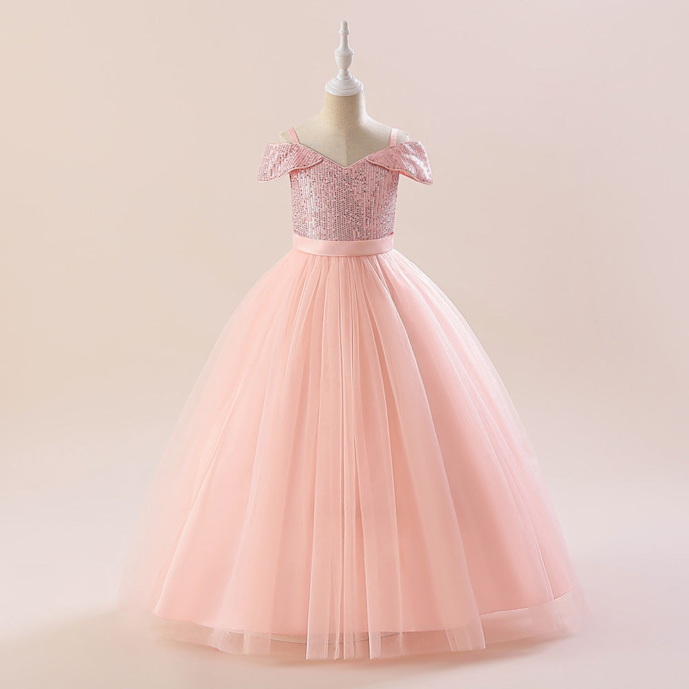 Children Straps Sequined Puffy Princess Tulle Skirt