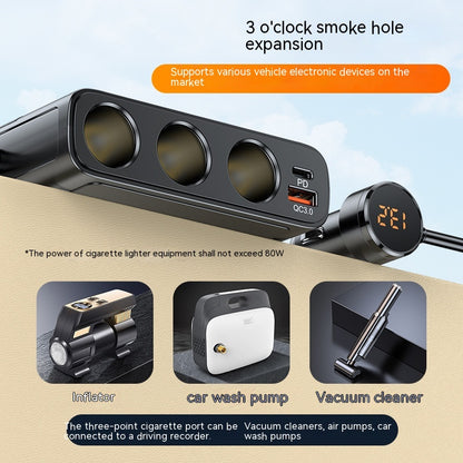 One-to-three Vehicle Cigarette Lighter Multi-function USB30 And PD Interface