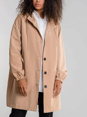 Plus Size Trench Coat Mid-length Loose Long Sleeve Jacket