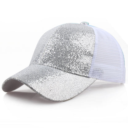 Rear Opening Glittering Mesh Duckbill Cap