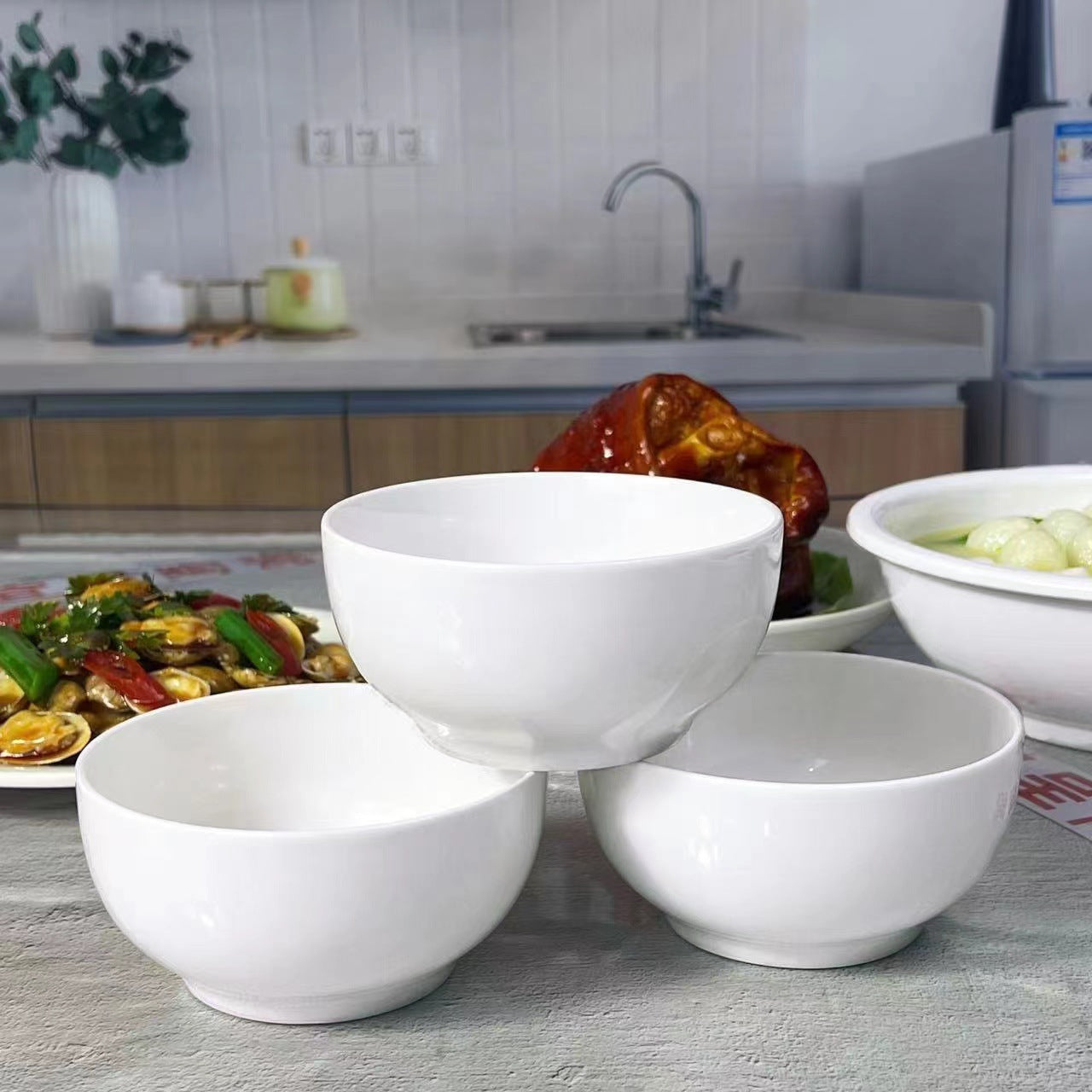 Ceramic Bowl Household Tableware Restaurant White Rice