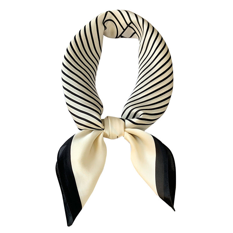 Women's Fashionable Striped Imitation Silk Small Square Scarf