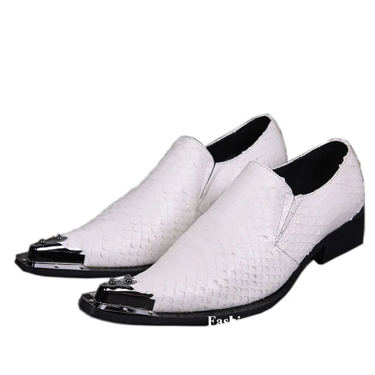 ntparker Fashion Pointed Toe Man Shoes Designer Leather Dress Shoes for Man White Wedding/ Business Shoes Man, Big Sizes US6-12