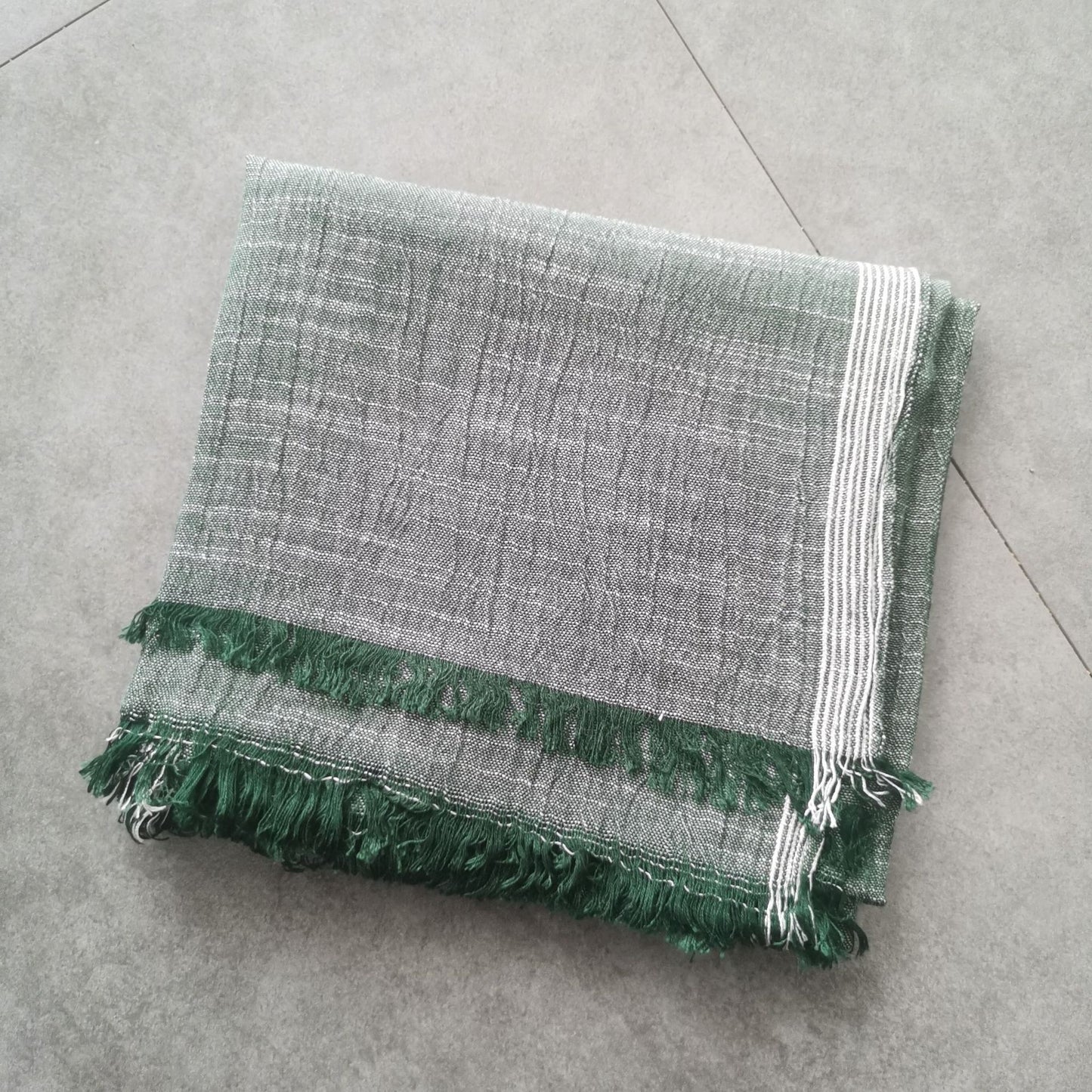 Japanese And Korean Striped Solid Color Cotton And Linen Scarf